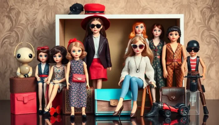 Various collectible toys styled with fashionable elements, representing their comeback in style and culture.