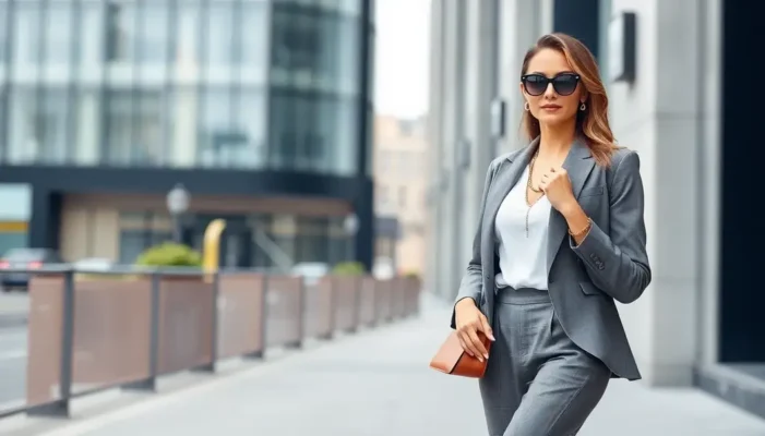 Petite woman confidently using fashion tricks to enhance height.