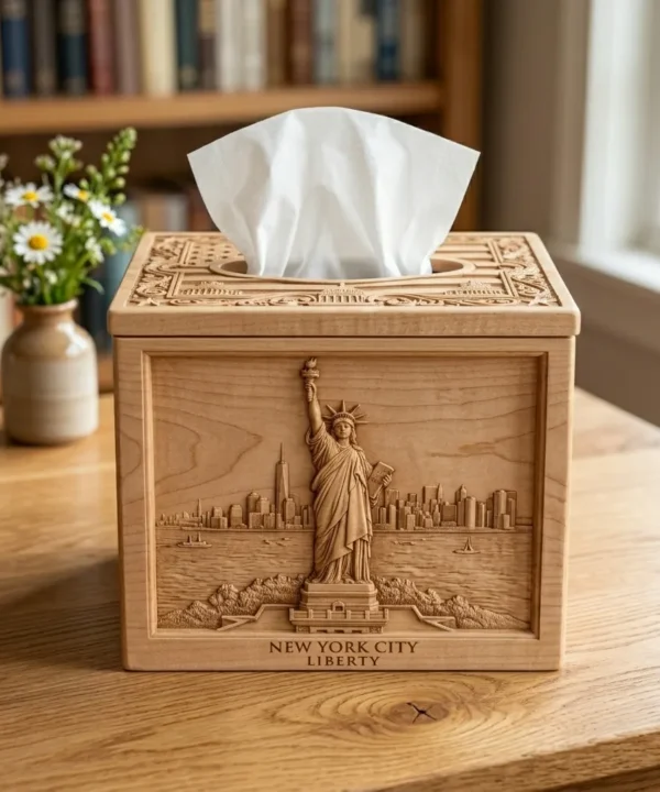 Wooden Tissue Box Cover Statue of Liberty Home Decor