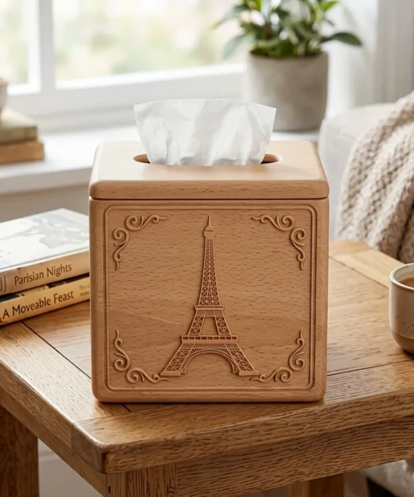 Wooden Tissue Box Cover Eiffel Tower Home Decor
