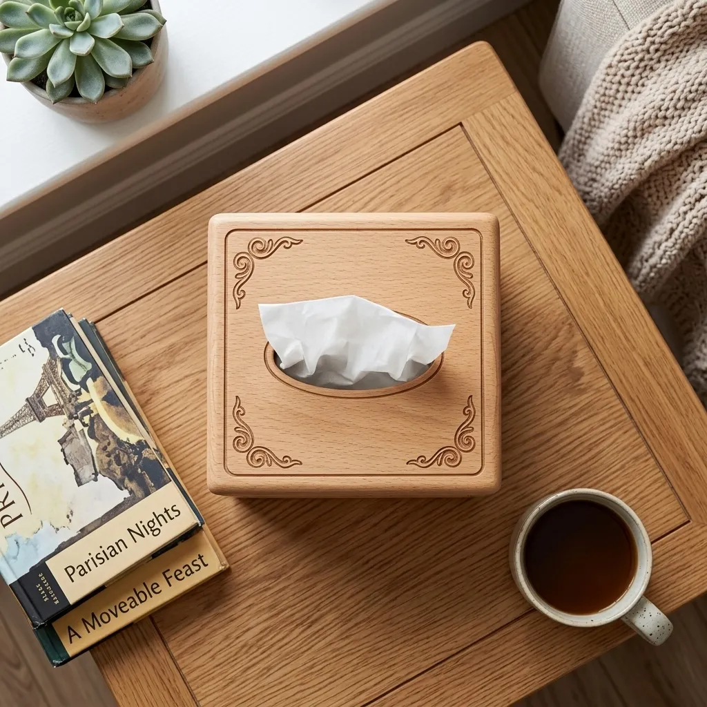 Wooden Tissue Box Cover Eiffel Tower Home Decor - Image 3