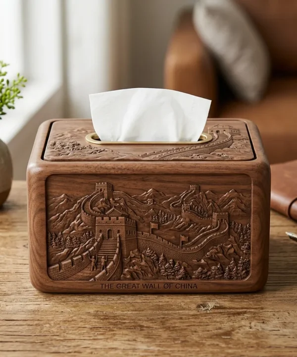 Wooden Tissue Box Cover Great Wall of China Home Decor