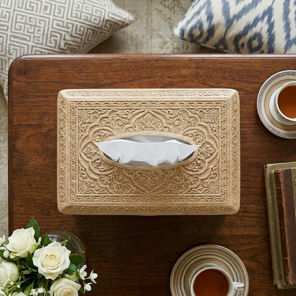 Wooden Tissue Box Cover Taj Mahal Home Decor - Image 3