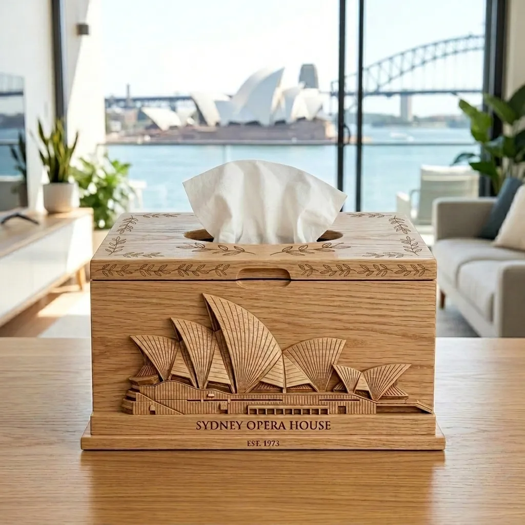 Wooden Tissue Box Cover Sydney Opera House Home Decor
