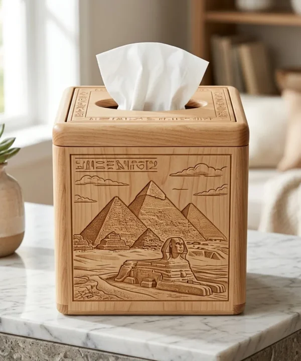 Wooden Tissue Box Cover Giza Pyramids Home Decor