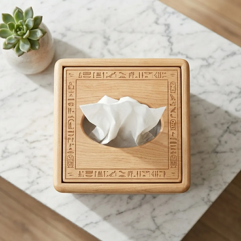 Wooden Tissue Box Cover Giza Pyramids Home Decor - Image 3