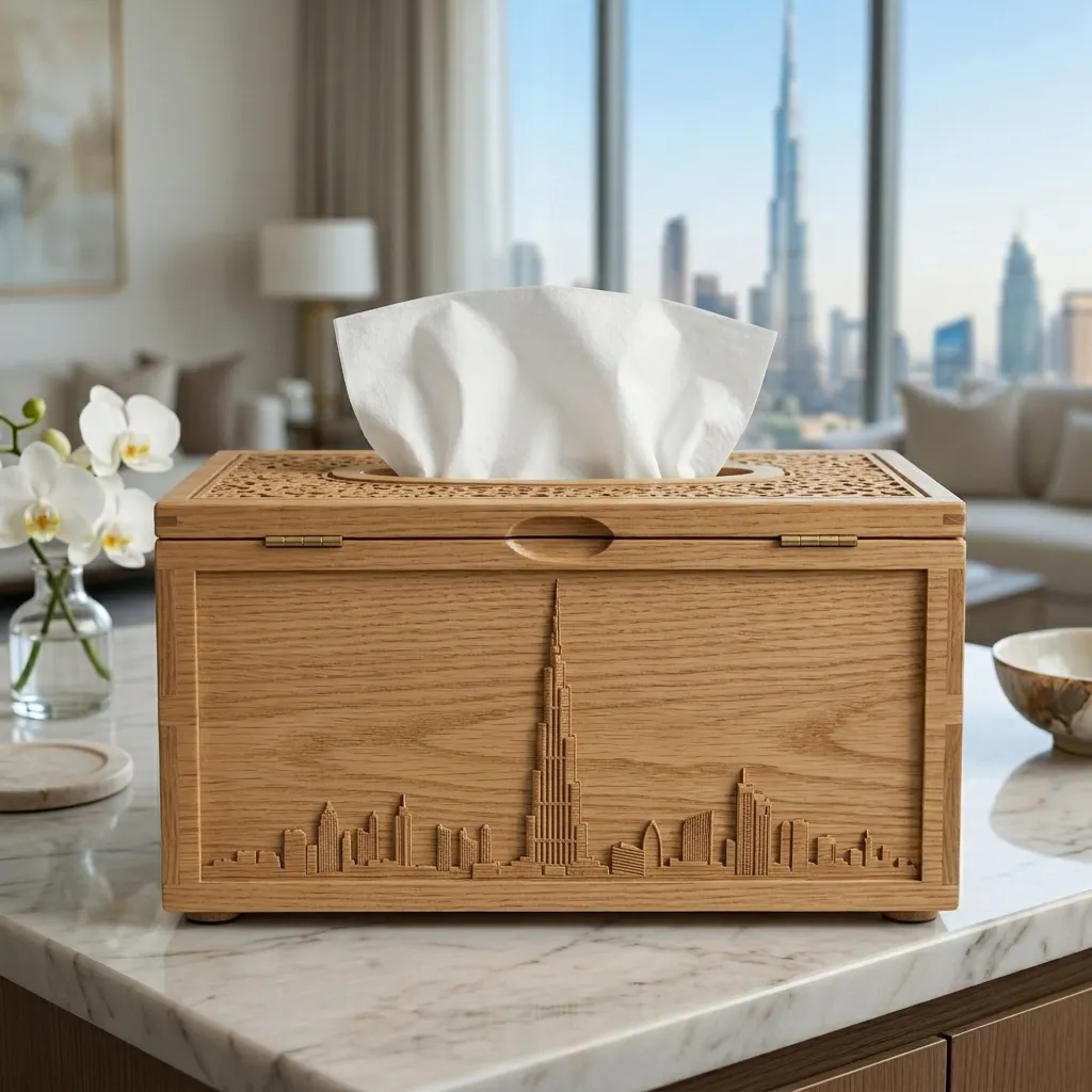 Wooden Tissue Box Cover Burj Khalifa Home Decor