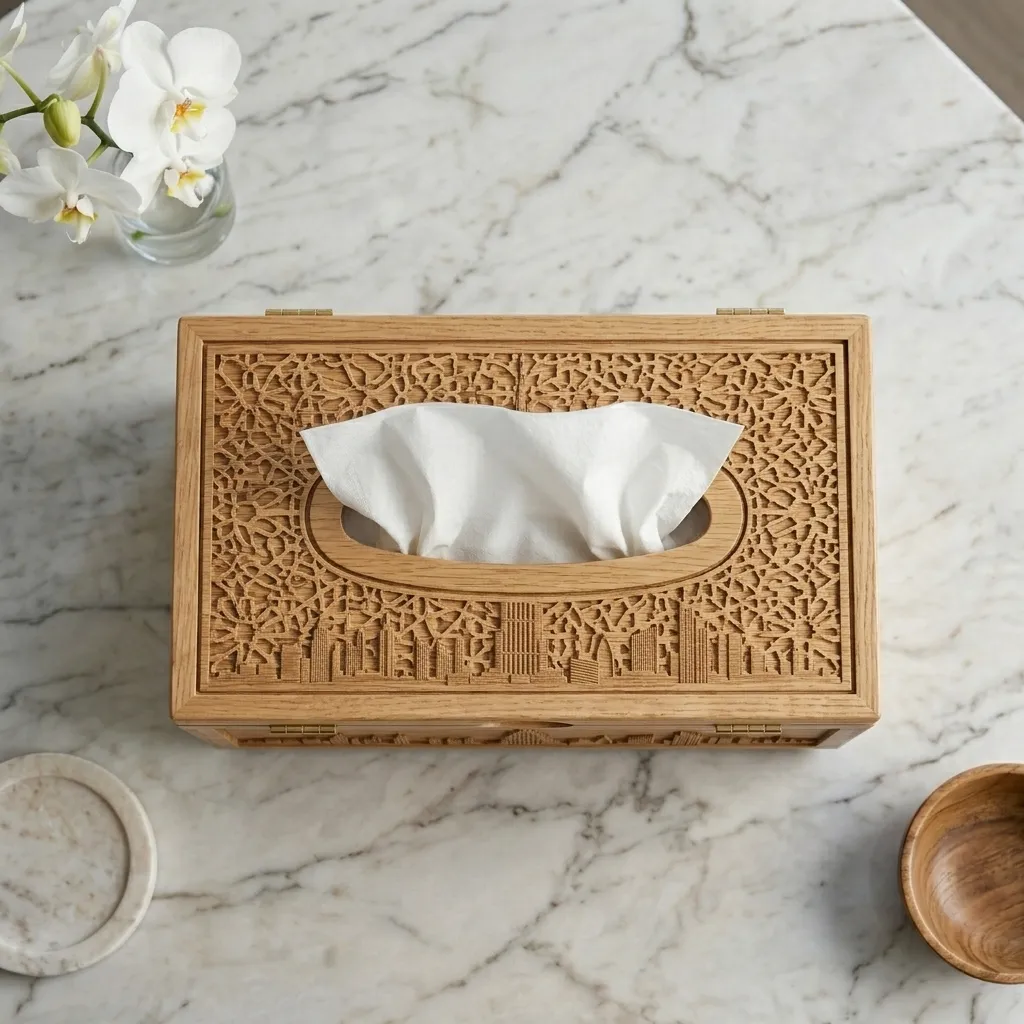 Wooden Tissue Box Cover Burj Khalifa Home Decor - Image 3