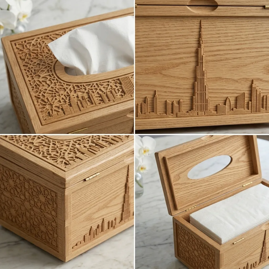Wooden Tissue Box Cover Burj Khalifa Home Decor - Image 4