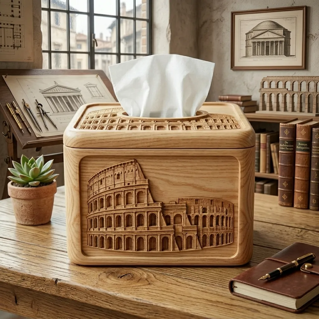 Wooden Tissue Box Cover Colosseum Home Decor