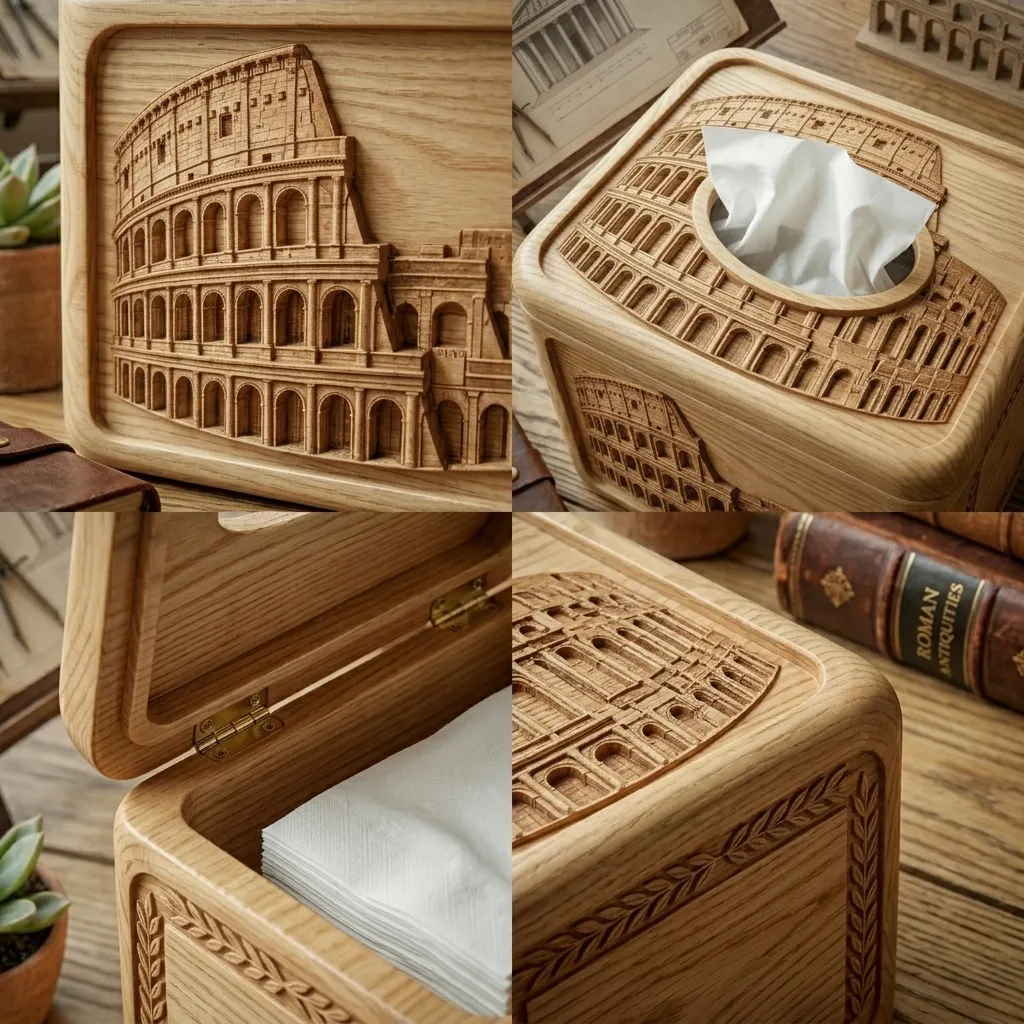 Wooden Tissue Box Cover Colosseum Home Decor - Image 4