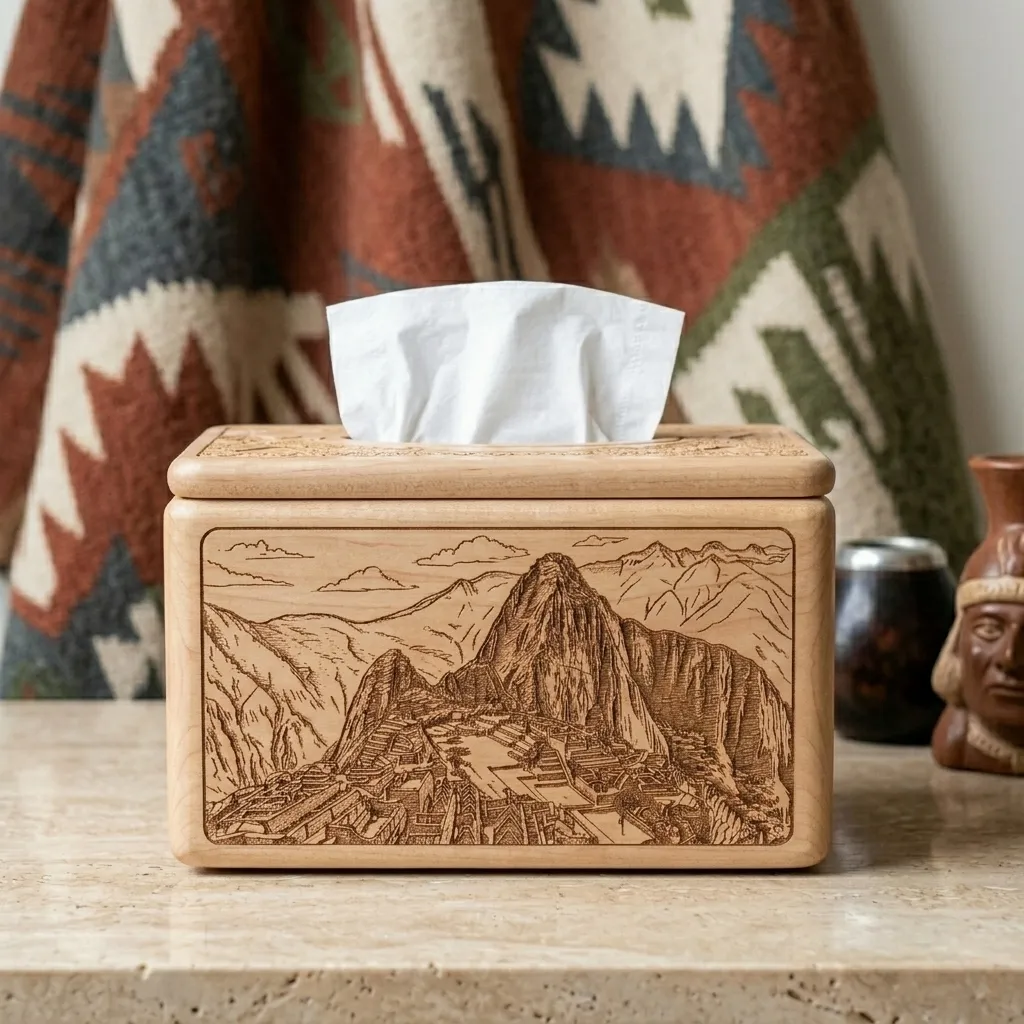 Wooden Tissue Box Cover Machu Picchu Home Decor