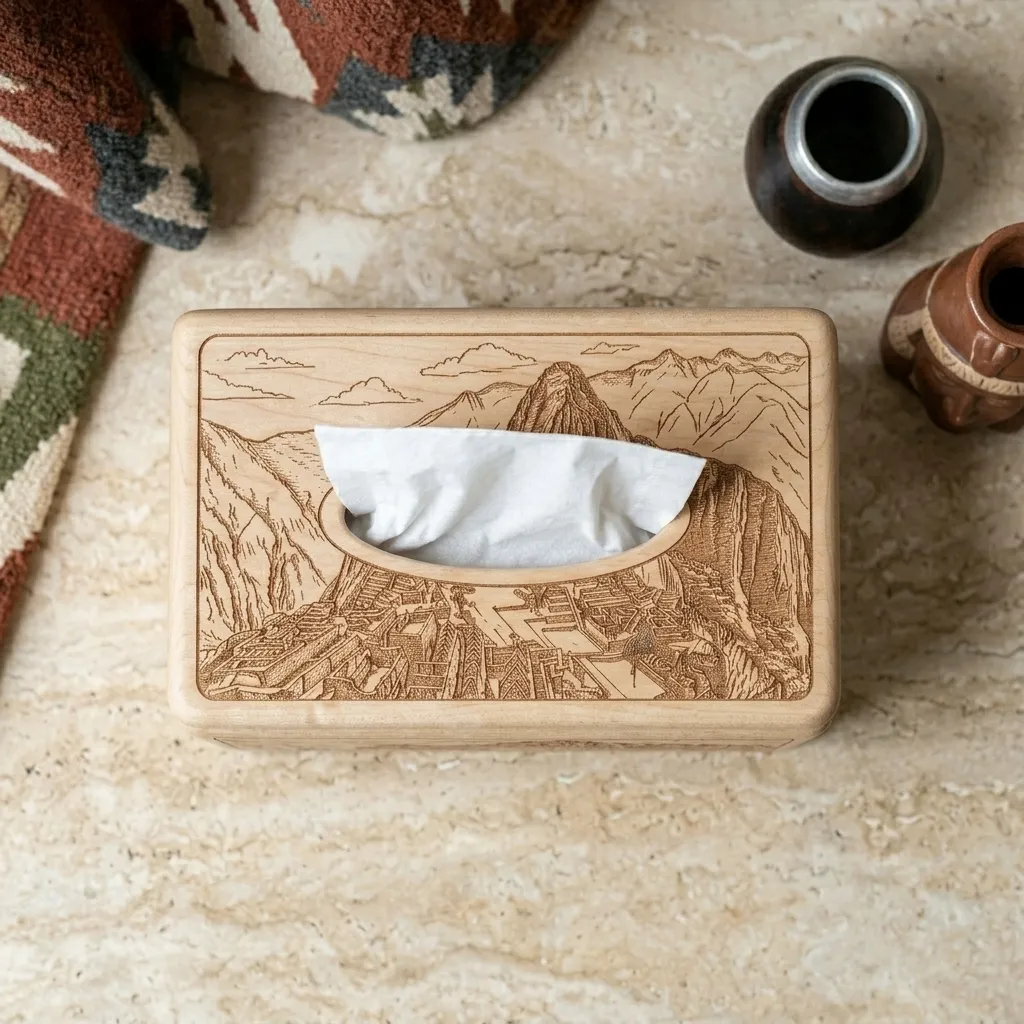 Wooden Tissue Box Cover Machu Picchu Home Decor - Image 3