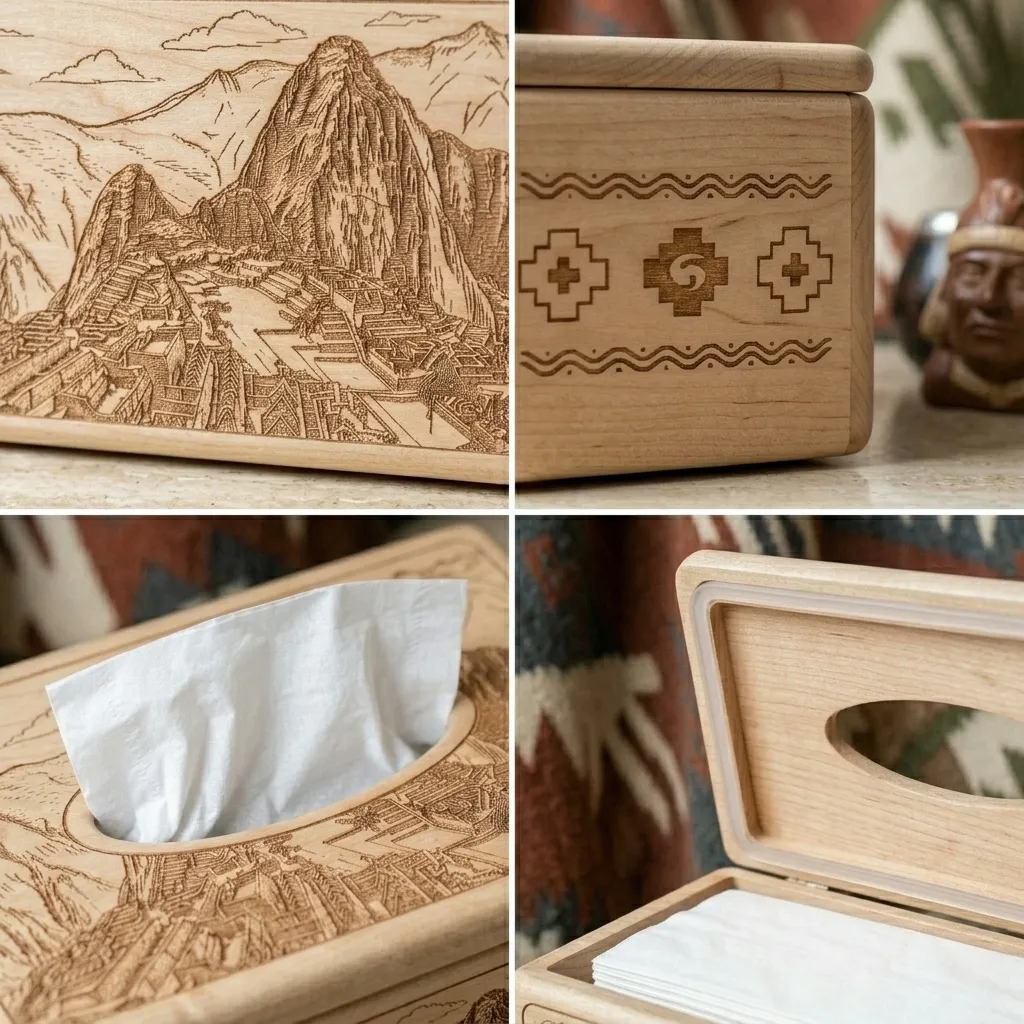 Wooden Tissue Box Cover Machu Picchu Home Decor - Image 4
